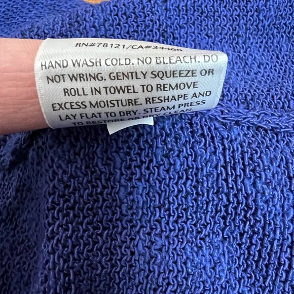 Eileen Fisher Cardigan Sweater PP Petite Purple Linen Cotton Open Knit Coastal - Picture 10 of 11